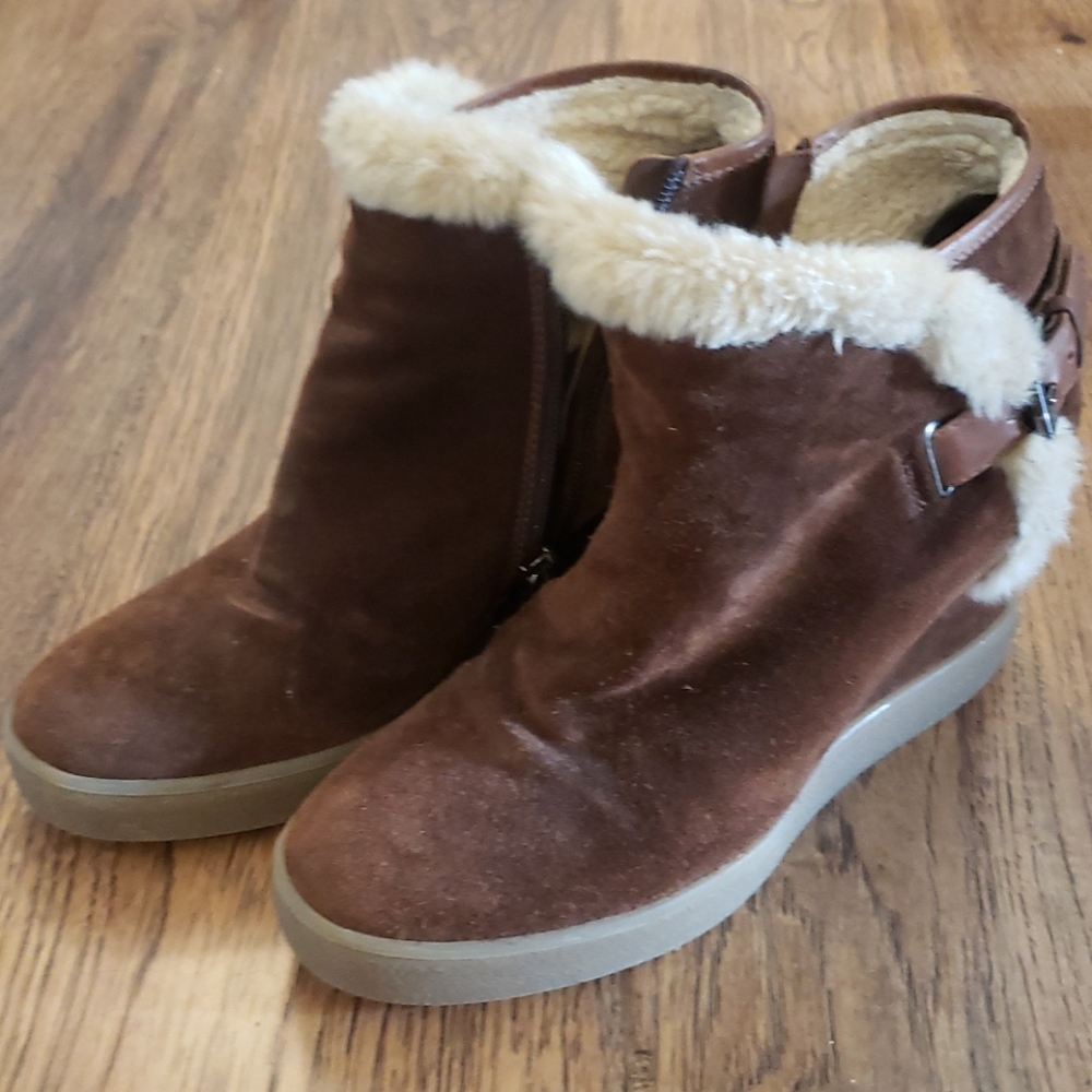 Aquatalia Suede and Shearling Booties